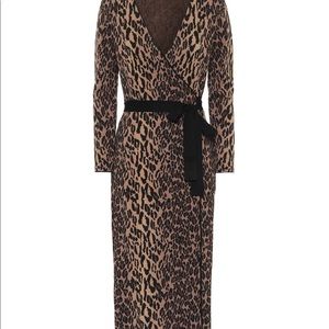 DVF Damaris Jacquard Wrap Knit Leopard Dress XL